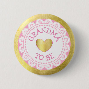 Grandma to Be Pink & Gold Baby Shower Button
