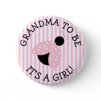 "Grandma To Be" Pink Ladybug Baby Shower Button
