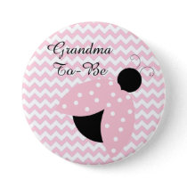 "Grandma To Be" Pink Ladybug Baby Shower Button
