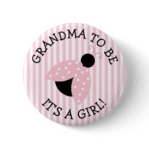 "Grandma To Be" Pink Ladybug Baby Shower Button