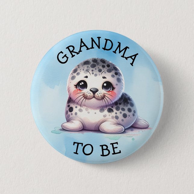 Grandma to be | Polar Arctic Winter Baby Shower Button (Front)