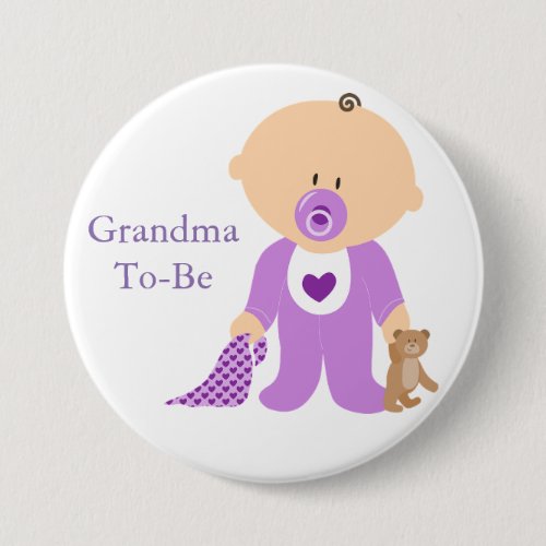 Grandma To Be Purple Baby Button