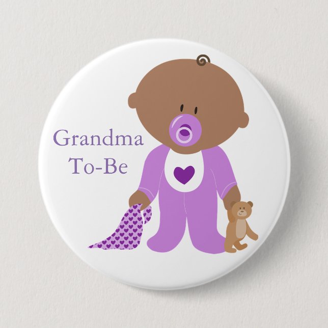 Grandma To Be Purple Baby Button (Front)