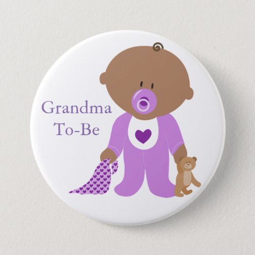 Grandma To Be Purple Baby Button
