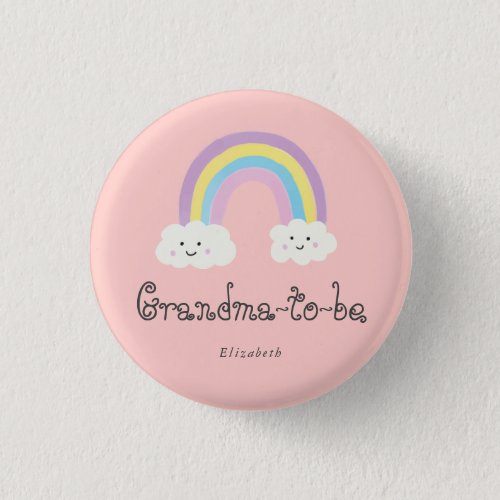  Grandma to be Rainbow Baby Shower Pastel Kawaii   Button