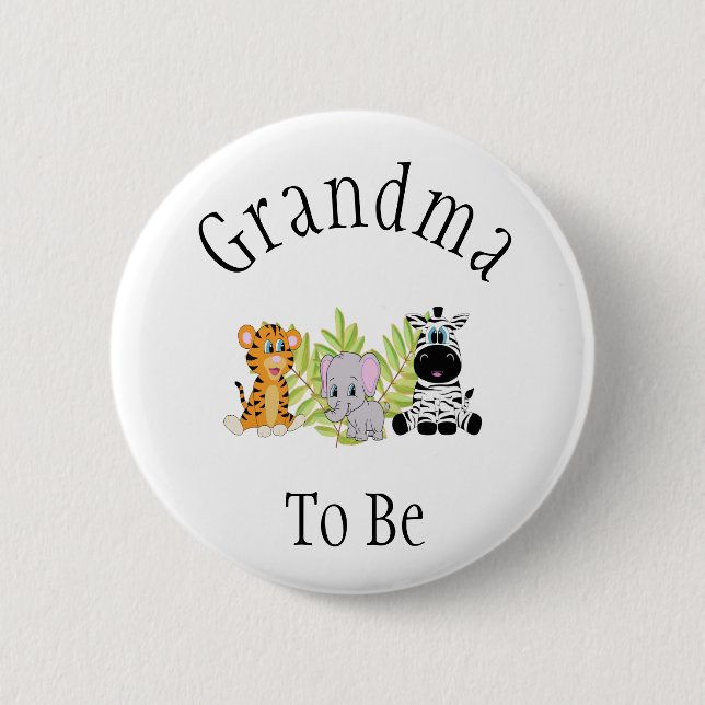 Grandma To Be Safari Jungle New Aunt Baby Shower Button (Front)