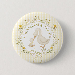 Grandma to be Silly Goose Gingham Baby Shower Button