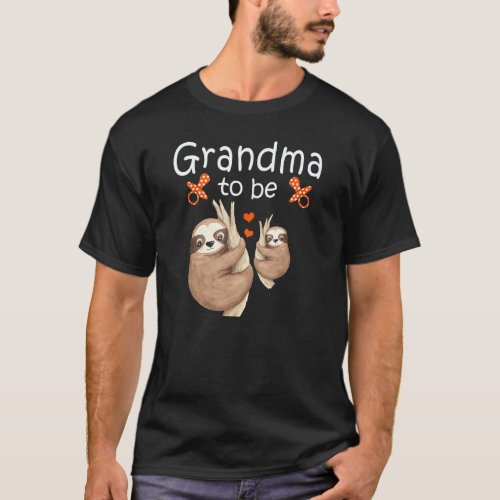 Grandma To Be Sloth Baby Shower Cute Animal T-Shirt