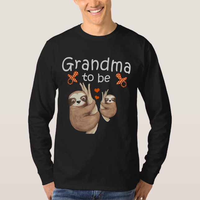 Grandma To Be Sloth Baby Shower Cute Animal T-Shirt (Front)