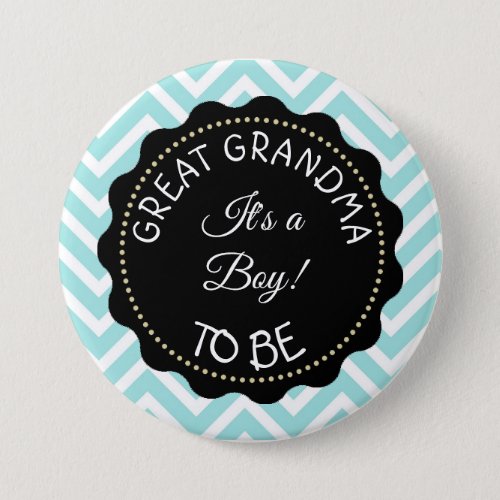 Grandma to be teal Chevron Baby Shower button