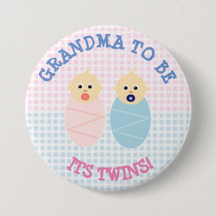 Grandma to be to twins boy and girl Button