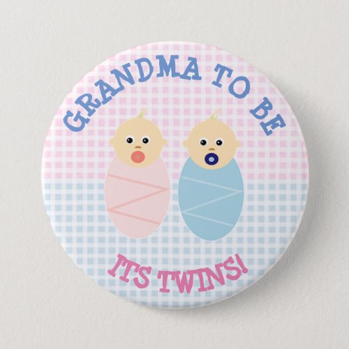 Grandma to be to twins boy and girl Button