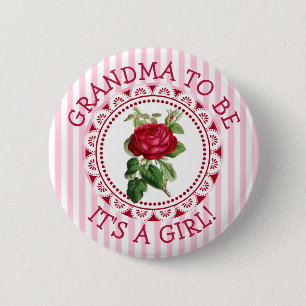 "Grandma To Be" Vintage Rose Baby Shower Button