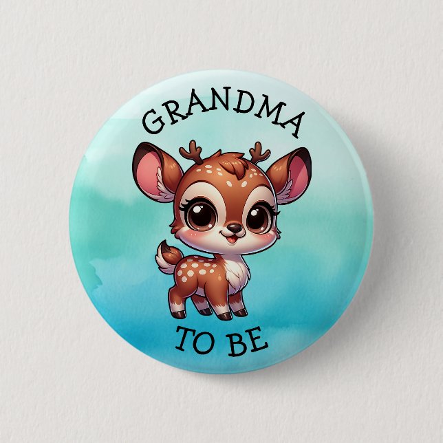 Grandma To Be | Woodland Creatures Baby Shower  Button (Front)