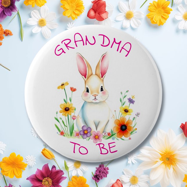 Grandma to be | Woodland Creatures Baby Shower  Button (Creator Uploaded)