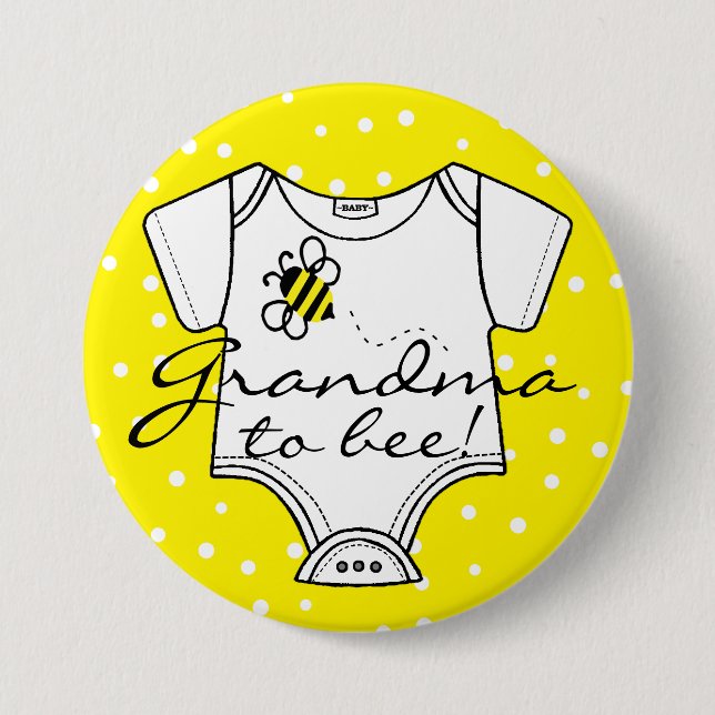 Grandma To Be Yellow Bee Pinback Button (Front)