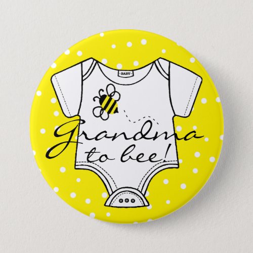 Grandma To Be Yellow Bee Pinback Button