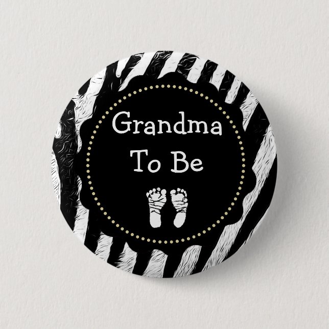 Grandma to be Zebra Print Baby Shower Button (Front)