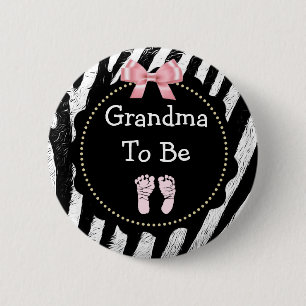 Grandma to be Zebra Print Baby Shower Button