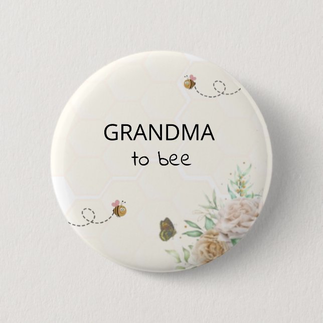 Grandma to Bee Baby Shower Button (Front)