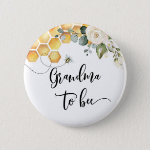 Grandma to bee baby shower button