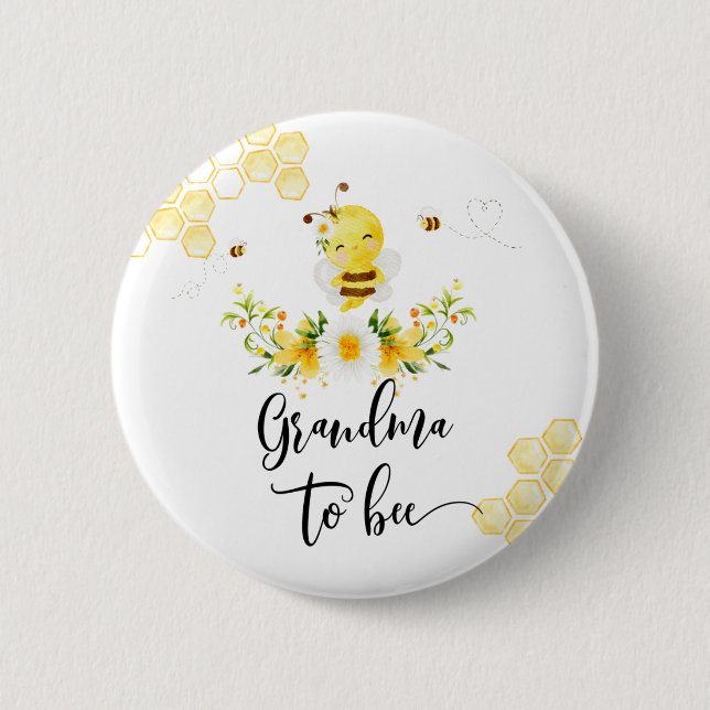 Grandma to bee baby shower button (Front)