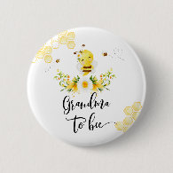 Grandma to bee baby shower button