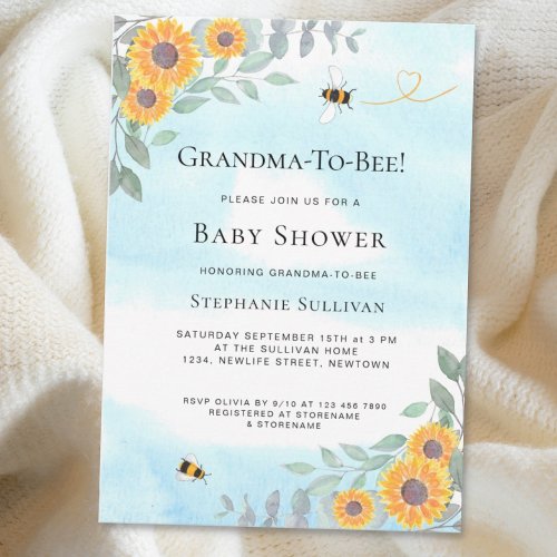 Grandma_To_Bee Baby Shower Invitation