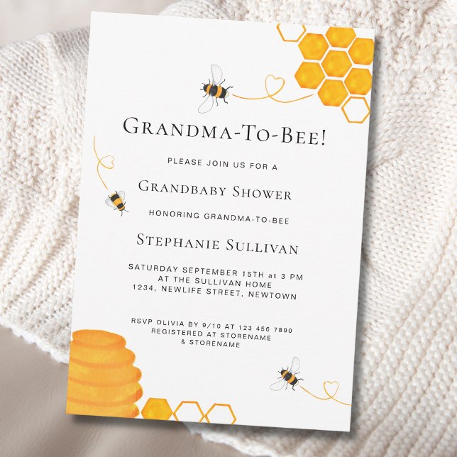 Grandma To Bee Baby Shower Invitation (Creator Uploaded)
