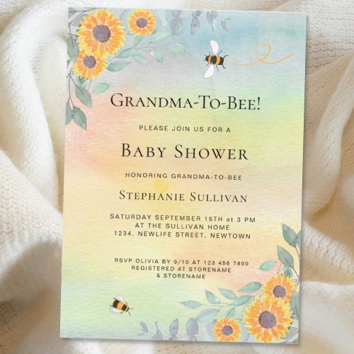 Grandma_To_Bee Baby Shower Invitation