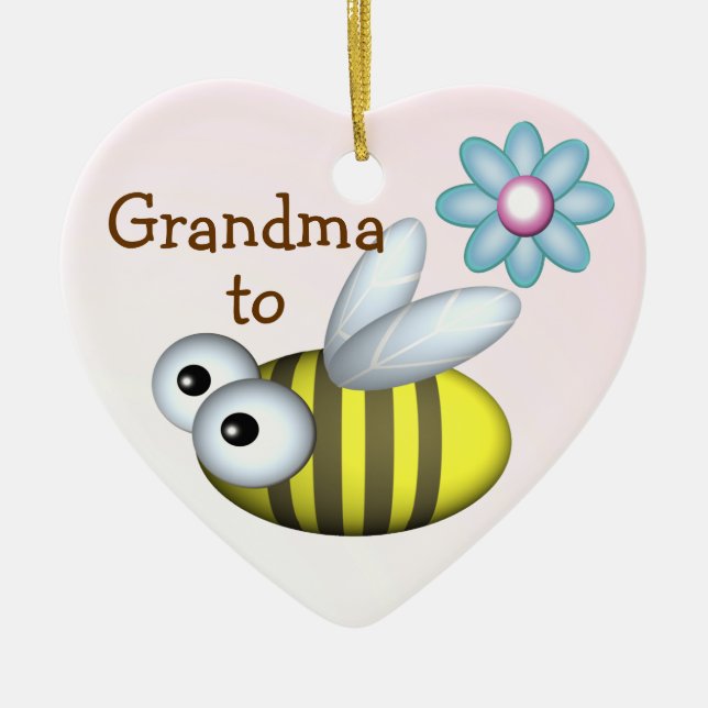 Grandma to Bee/ Expecting announcement Ceramic Ornament (Front)