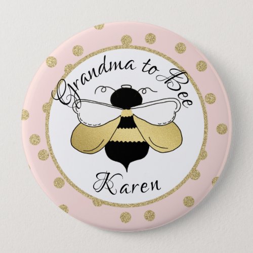 Grandma to Bee Gold Confetti Pinback Button