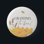 Grandma to bee, honey bee button for baby shower<br><div class="desc">A little honey bee is on the way, as sweet as can bee... Celebrate your new arrival with this fun baby shower design. Great for a gender neutral baby shower. ★ Let me help you plan your next party! ★ If you need coordinating decor, please check my matching collection. If...</div>
