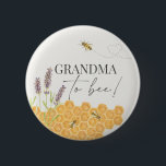 Grandma to bee, honey bee button for baby shower<br><div class="desc">A little honey bee is on the way, as sweet as can bee... Celebrate your new arrival with this fun baby shower design. Great for a gender neutral baby shower. ★ Let me help you plan your next party! ★ If you need coordinating decor, please check my matching collection. If...</div>