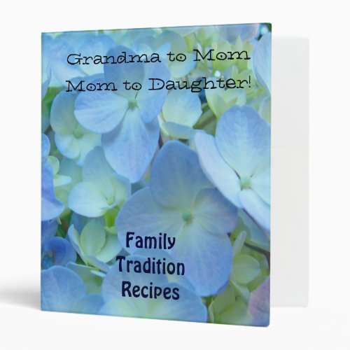 Grandma to Mom to Daughter binder Family Recipes