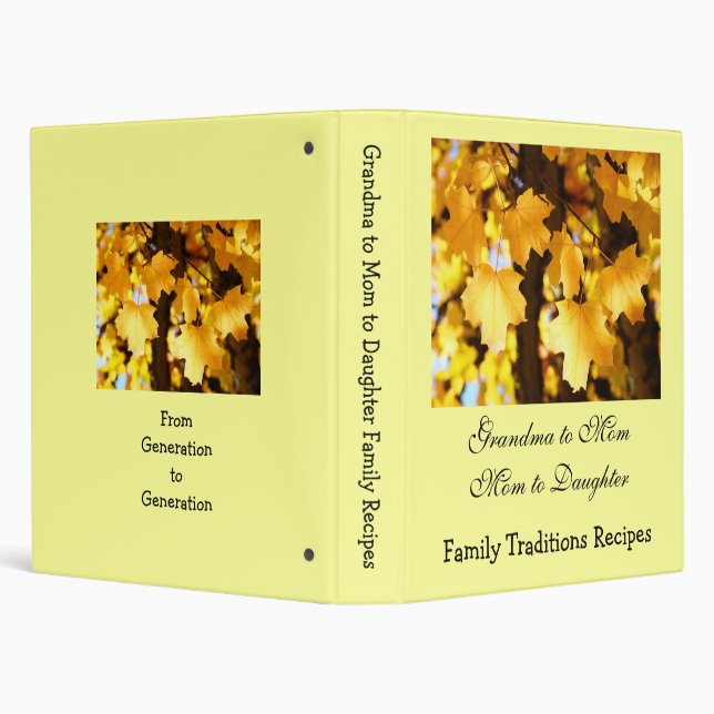 Grandma to Mom to Daughter Family Tradition Recipe Binder (Background)