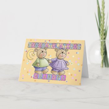 Grandma To New Baby Twins Congratulations Card by moonlake at Zazzle
