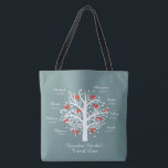 Grandma Tree (hearts) custom names/dates Tote Bag<br><div class="desc">Grandma Tree of Love tote bag. Family Tree filled with red hearts. Personalize with grandchildren's names and birthdays. Smaller tree on back of tote, with a sweet "grandma saying" All text on this tote can be customized. Design as show has room for 8 names and birthdays. Message the designer if...</div>