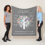 Grandma Tree (hearts), White/gray 8 Names &amp; Dates Fleece Blanket at Zazzle