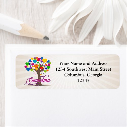 Grandma Tree of Hearts Return Address Labels