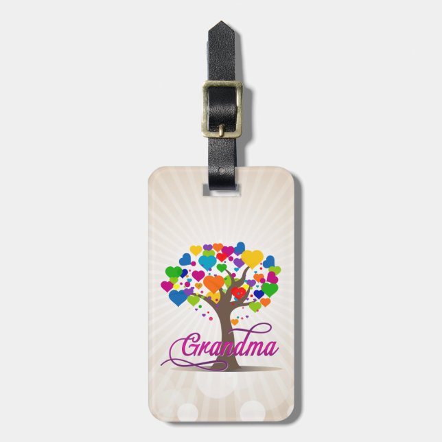 Grandma Tree of Life Hearts Luggage Tag (Front Vertical)