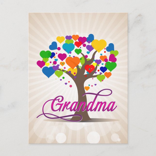 Grandma Tree of Life Hearts Postcard (Front)