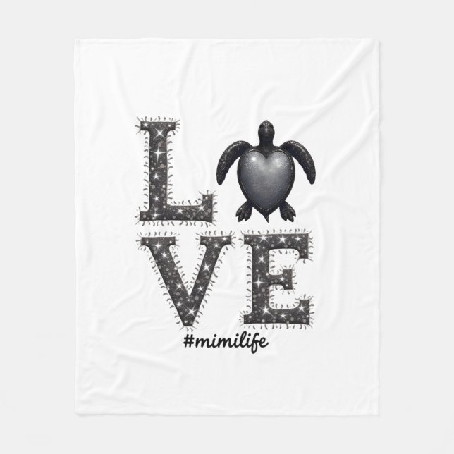 Grandma Turtle - Love Mimi Life Sea Turtle, Mimi T Fleece Blanket (Front)