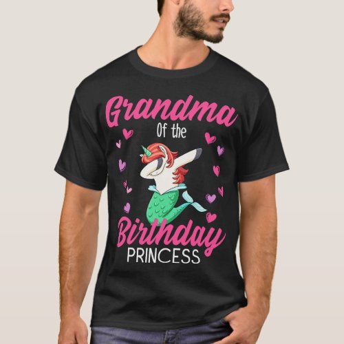 Grandma Unicorn Birthday Mermaid Girls Gift T_Shirt