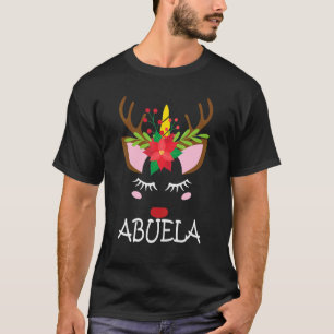 Grandma Unicorn Face Reindeer Flower Christmas Fam T-Shirt