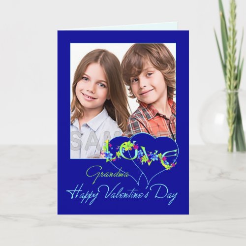 Grandma Valentine Hearts Photo Greeting Card