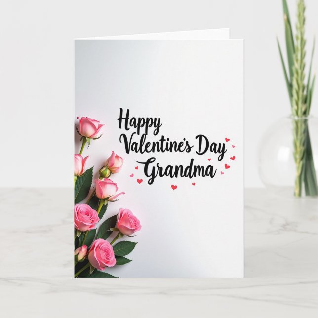 Grandma Valentine Rose Heart Card (Front)