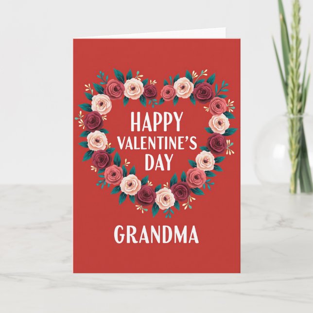 Grandma Valentines Day Floral Card (Front)