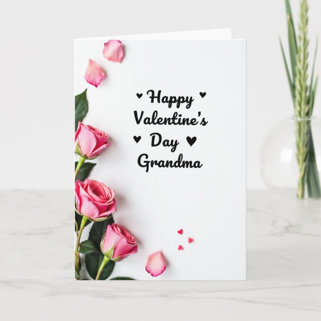 Grandma Valentines Day Rose Card (Front)