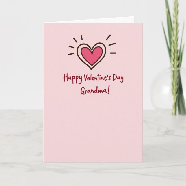 Grandma Valentines Pink Heart Card (Front)